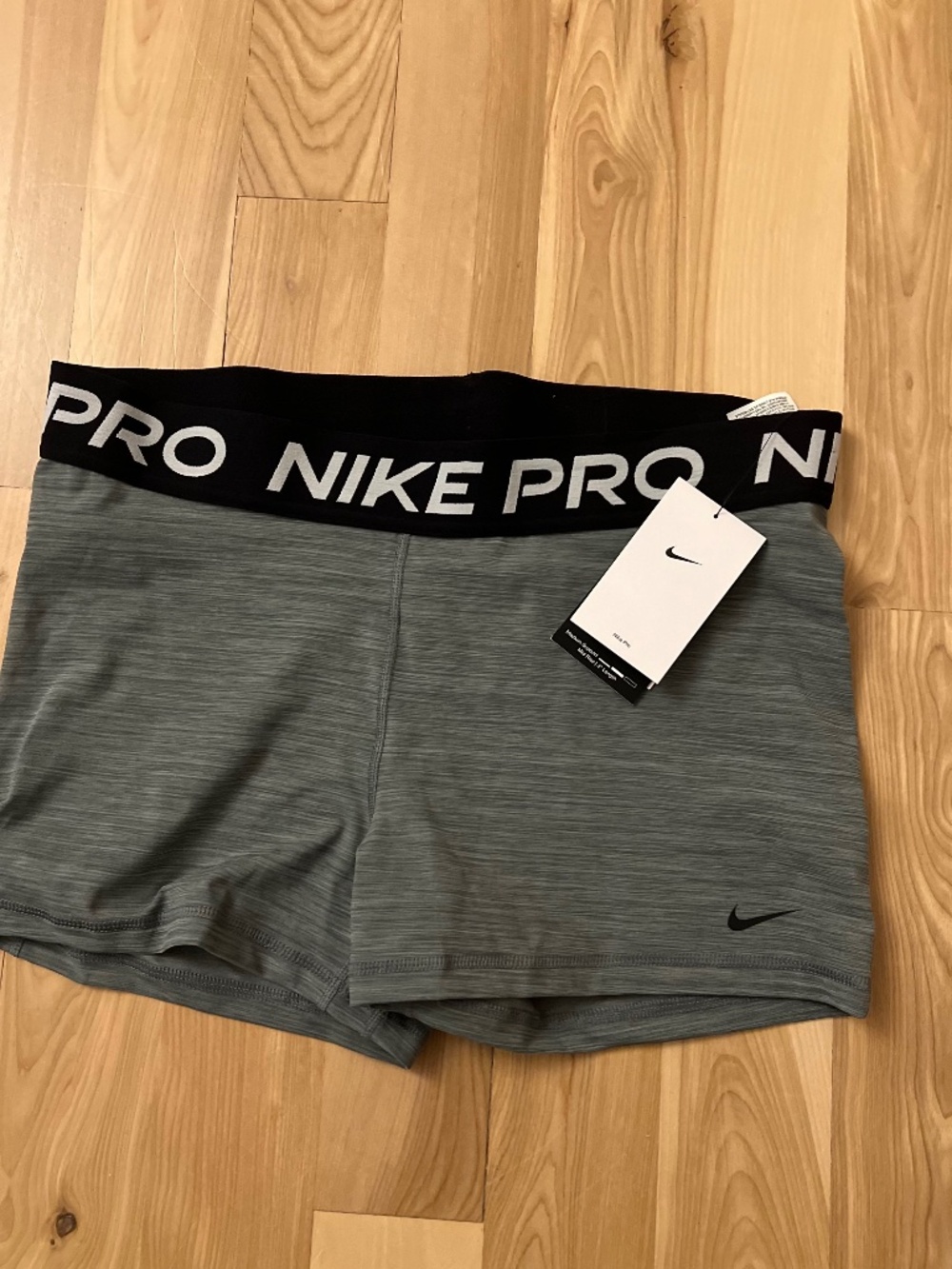Nike Pro Women's Gray Bike Shorts with Black Waistband